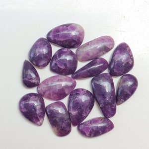 14 Pieces Lot, Purple Lepidolite Cabochon, Natural Purple Lepidolite Gemstone, Loose Stone For Jewelry Making, Pendant Stone, Crystal, #4476
