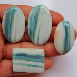 4 Pieces Lot, Saturn Chalcedony Cabochon, Natural Saturn Chalcedony Gemstone For Making Jewelry, Loose Stone, Pendant Stone, Cabochon #6649