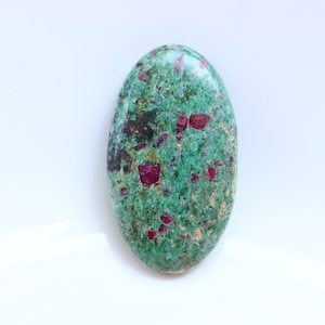 Cabochon rubis fuchsite. Pierre naturelle vert-rouge rubis fuchsite. Rubis fuchsite pour bijoux, pendentif en pierre, pierre non sertie, cristal de guérison #78