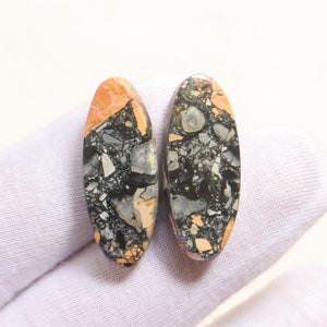 Paire de cabochons de jaspe maligano de superbe qualité, paire de pierres assorties en jaspe maligano naturel, pierres précieuses en vrac pour la fabrication de bijoux #10447
