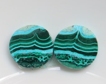 High Quality Chrysocolla Malachite Pair Cabochon, Natural Chrysocolla Malachite Matched Pair Stone, Loose Stone For Jewelry Making #10359