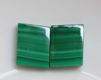 Malachite Matched Pair Cabochon, Natural Malachite Gemstone, African Malachite Gemstone Pair For Jewelry, Malachite Earrings Stone #8728