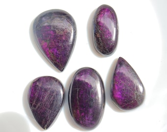 5 Pieces Lot, Purpurite Cabochon, Purpurite Gemstone, Natural Purpurite Cabochon, Loose Purpurite Gemstone For Jewelry Making #5120