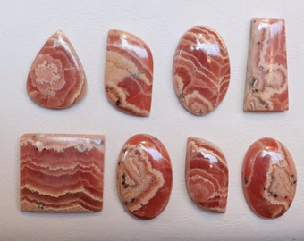 8 Pieces Lot, Rhodochrosite Cabochon, Gemstone, Natural Rhodochrosite Cabochon, Loose Stone For Jewelry, Pendant Stone, Crystal Cab #7772