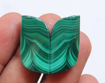 Malachite Matched Pair Cabochon, Natural Malachite Gemstone, African Malachite Gemstone Pair For Jewelry, Malachite Earrings Stone #8727