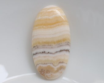 Superb Yellow Banded Calcite Cabochon, Natural Yellow Calcite Gemstone, Flatback Hand Polish Stone, Meditation Stone, Gift for her #9406