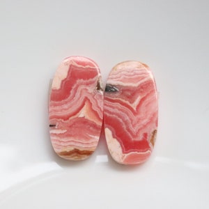 Top Grade Quality Rhodochrosite Pair Cabochon, Natural Desginer Rhodochrosite Matched Pair Gemstone, Loose Stone For Jewelry Making #10147