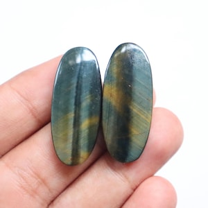 Cabochon oeil de faucon de haute qualité, oeil de faucon brillant naturel, paire de pierres oeil de tigre assorties, pierre précieuse en vrac pour la fabrication de bijoux #10169
