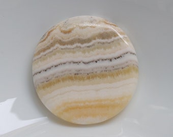 Superb Yellow Banded Calcite Cabochon, Natural Yellow Calcite Gemstone, Flatback Hand Polish Stone, Meditation Stone, Gift for her #9398