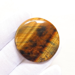 Yellow Tiger Eye Round Cabochon, Natural Yellow Tiger Eye Round Gemstone, Loose Stone For Jewelry Making Tiger, Handmade Gemstone #10476