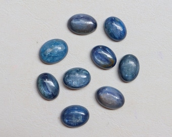 9 Pieces Lot, High Quality Flashy Blue Kyanite Oval Cabochon, Natural Gemstone, Kyanite Gemstone For Jewelry Making, Semi-Precious Cab #8494
