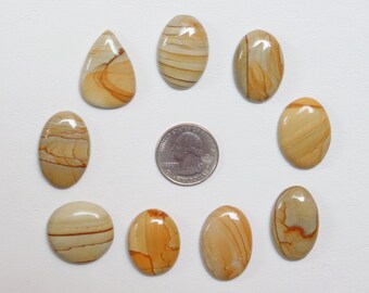 9 stycken fantastiska landskapsjaspis-cabochon, naturlig designerlandskapsjaspis-ädelsten, jaspis-cabochon, lös sten för smycken #9746