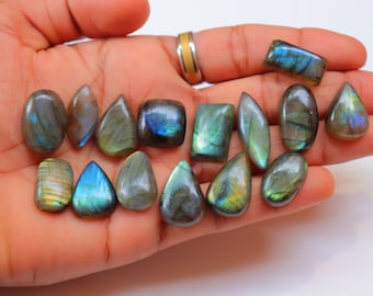 Lotto da 15 pezzi, cabochon di labradorite, pietra preziosa naturale di labradorite arcobaleno, pietra sciolta per la creazione di gioielli, pietra pendente, cabochon n. 4797