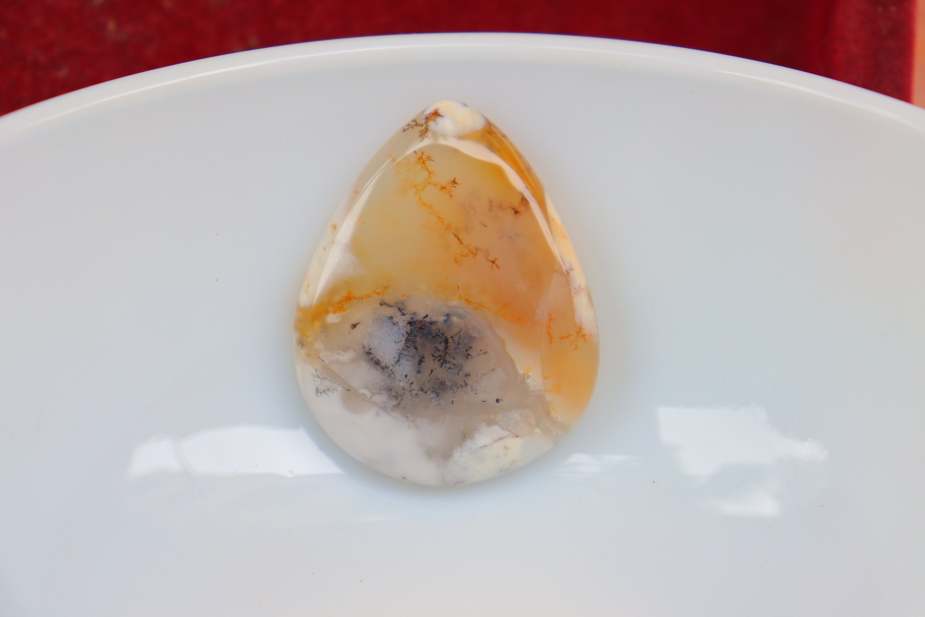 Gele dendriet opaal cabochon, natuurlijke gele dendriet opaal edelsteen cabochon. Losse steen voor het maken van sieraden, hangersteen, #3701