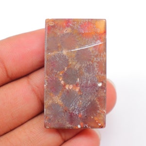 May include: A rectangular, polished, red, orange, and white agate gemstone with a unique, natural pattern.