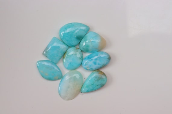 8 Pieces Lot, Larimar Cabochon, Natural Larimar Gemstone, Top Larimar Cabochon, Loose Stone For Jewelry, Pendant Stone, Cabochon, #4526
