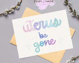 Hysterectomy Get Well Card: Pastel Watercolor Template (Digital Download)