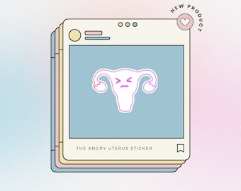 Angry Uterus Sticker Uterus Decal Funny Uterus Hysterectomy Sticker Colorful Uterus