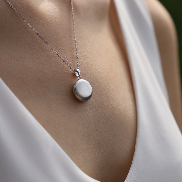 Collier médaillon photo rond en argent sterling 925 avec couche de rhodium | Collier personnalisé avec photo | Collier médaillon photo N03