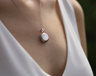 Collier médaillon photo rond en argent sterling 925 avec couche de rhodium | Collier personnalisé avec photo | Collier médaillon photo N03