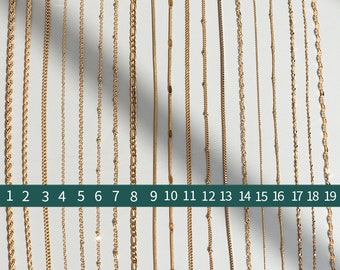 18k Gold Gliederkette, Figaro Kette, Kugel Kette Satellitenkette Twist Kette Kordelkette Schlangenkette minimalistische stapelbare Halskette