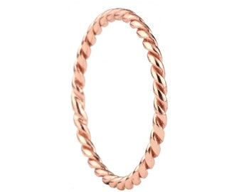 Twisted Ring | Kordelring Roségold | 18k Twist Gold Band 925 Silber |  Minimalistischer Ring | Stapelring | Freundschaftsringe. R28