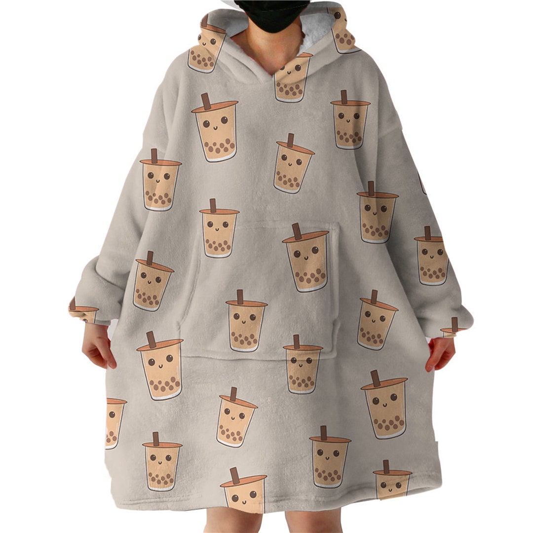 Bubble Tea Hoodie Blanket Customised Hoodie Asian BBT Drink Clothing