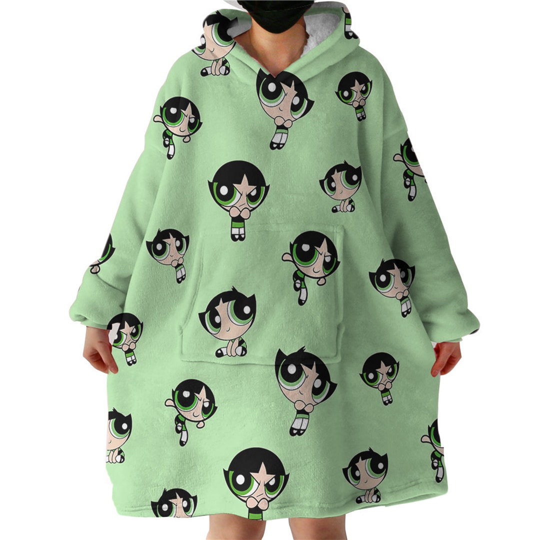 Powerpuff Girl Inspired Hoodie Blanket Bubbles Blossom Buttercup