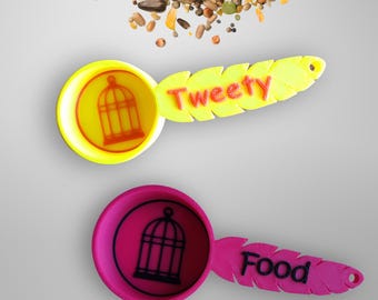 Personalized Bird Food Scoop, Custom Bird Feed Measuring Cup, Parakeet Gift Idea, Cockatiel Parrot Food Scoop, Bird Lover Gifts
