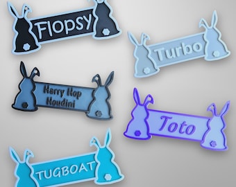Personalized Rabbit Cage Sign, Custom Bunny Crate Nameplate, Hanging Hutch Decor, Bunny Gift Idea