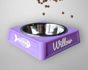 Personalized Cat Food Dish, 8oz Pet Food Bowl, Custom Cat Feeding Stand, No Spill Pet Feeder, Custom Cat Gift