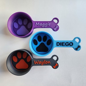 Personalized Dog Food Scoop with Custom Accent Color, Pet Food Measuring Cup, Kibble Scoop, Custom Dog Gift Idea