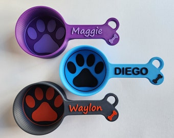 Personalized Dog Food Scoop with Custom Accent Color, Pet Food Measuring Cup, Kibble Scoop, Custom Dog Gift Idea