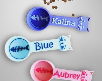 Personalized Cat Food Scoop, Pet Food Measuring Cup with Name, Kibble Scoop, Custom Cat Gift Idea
