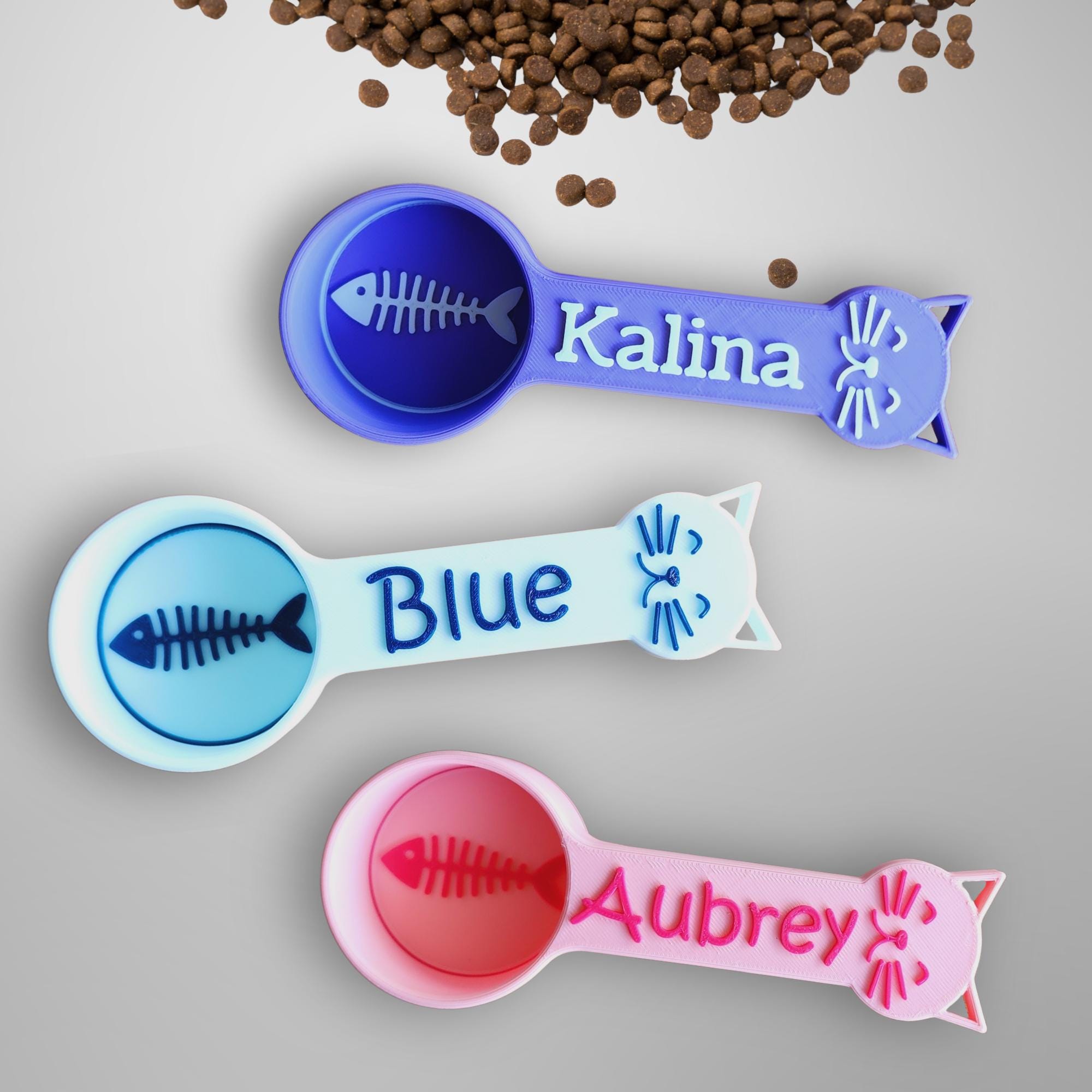 Personalisierter Futterlöffel für Katzen, Messbecher für Tierfutter mit Namen, Kibble Scoop, Individuelle Geschenkidee für Katzen