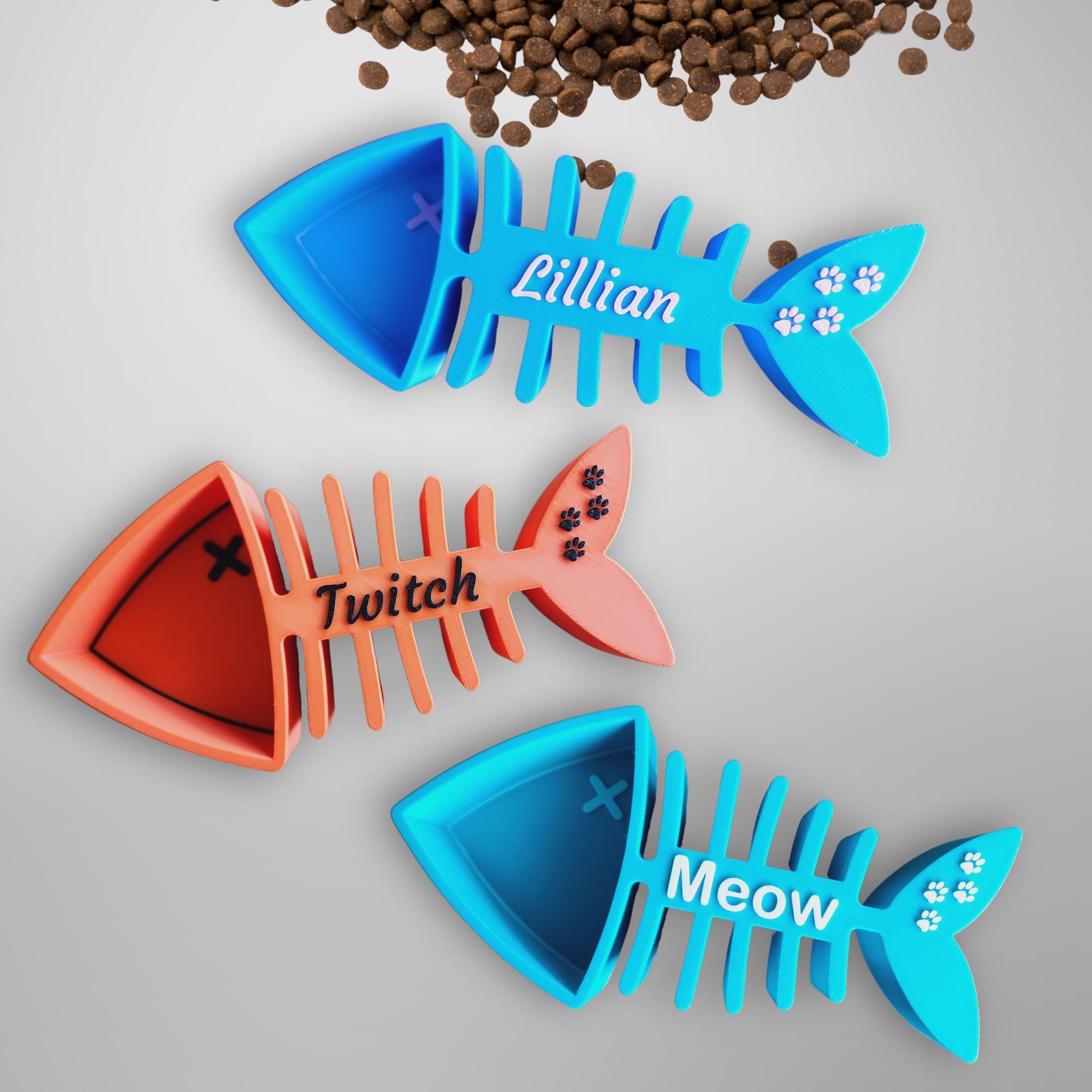 Personalized Cat Food Scoop, Fish Skeleton Shaped Cat Food Measuring Cup, Kibble Scoop, Custom Kitten Gift Idea