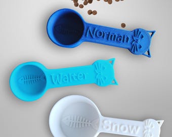Personalized Cat Food Scoop - Single Color, Paw Print Pet Food Measuring Cup with Name, Kibble Scoop, Custom Cat Gift Idea