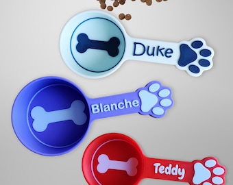 Personalized Dog Food Scoop, Pet Food Measuring Cup with Name and Bone Cup, Kibble Scoop, Custom Dog Gift Idea