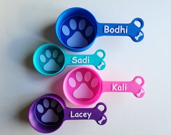 Personalized Dog Food Scoop with White Accent, Pet Food Measuring Cup with Name, Kibble Scoop, Custom Dog Gift Idea