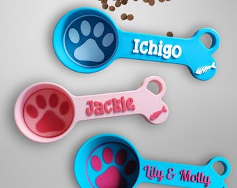 Personalized Cat Food Scoop, Paw Print Pet Food Measuring Cup with Name, Kibble Scoop, Custom Cat Gift Idea