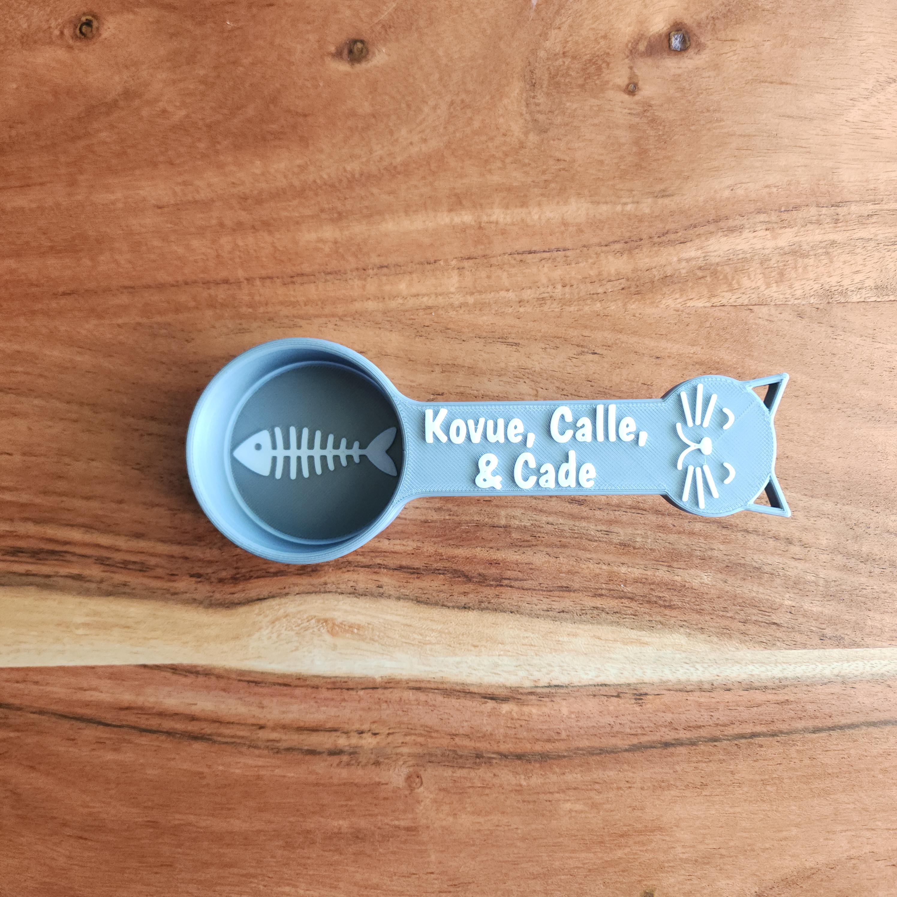 Personalisierter Futterlöffel für Katzen, Messbecher für Tierfutter mit Namen, Kibble Scoop, Individuelle Geschenkidee für Katzen