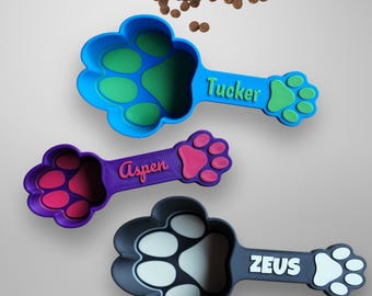 Personalized Dog Food Scoop, Paw Print Pet Food Measuring Cup with Paw Print Handle and Name, Kibble Scoop, Custom Dog Gift Idea