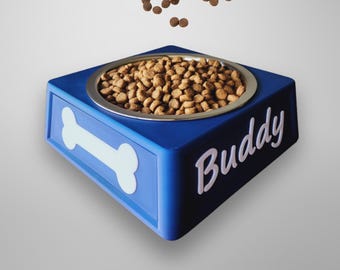 Personalized Dog Food Bowl, 32oz Pet Food Bowl, Custom Dog Feeding Stand, No Spill Pet Feeder, Custom Dog Gift