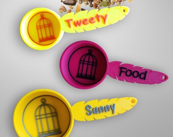 Personalized Bird Food Scoop, Custom Bird Feed Measuring Cup, Parakeet Gift Idea, Cockatiel Parrot Food Scoop, Bird Lover Gifts