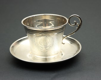 Tasse à Thé Luxe Style Européen - Or Et Alliage Zinc - Verre Transparent - 9.5 Oz - Soucoupe Incluse