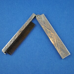 Peigne pliable corne et argent  Silver and horn folding comb