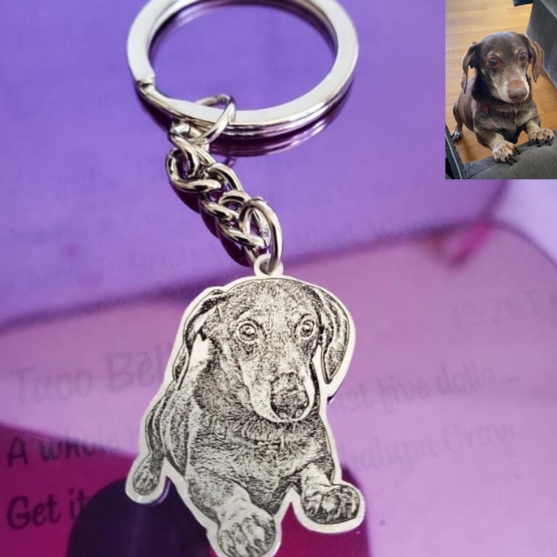 Personalized Photo Engraved Keychain Custom Pet Gifts Pet Etsy