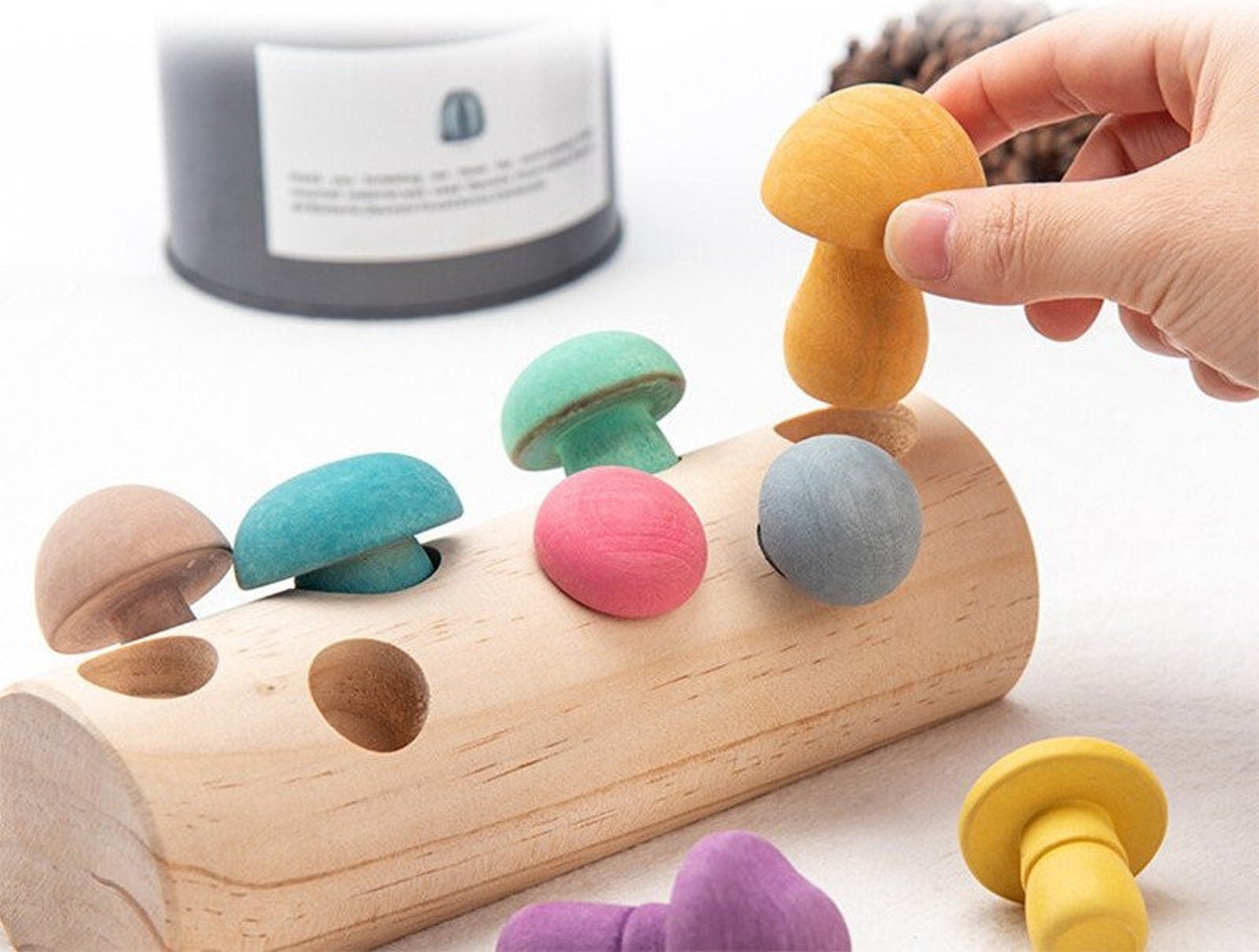 Wooden Mushroom Picking Toy Montessori Wood Learning Toy Etsy