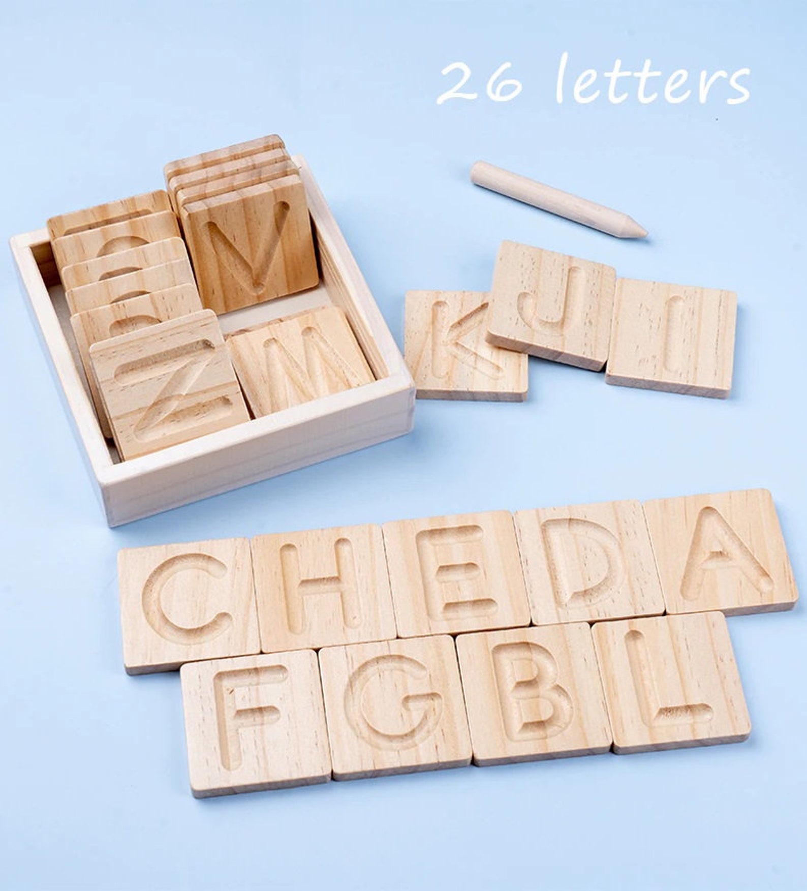 Wooden Moveable Alphabet Tracing Boards & Storage Box Capital Etsy