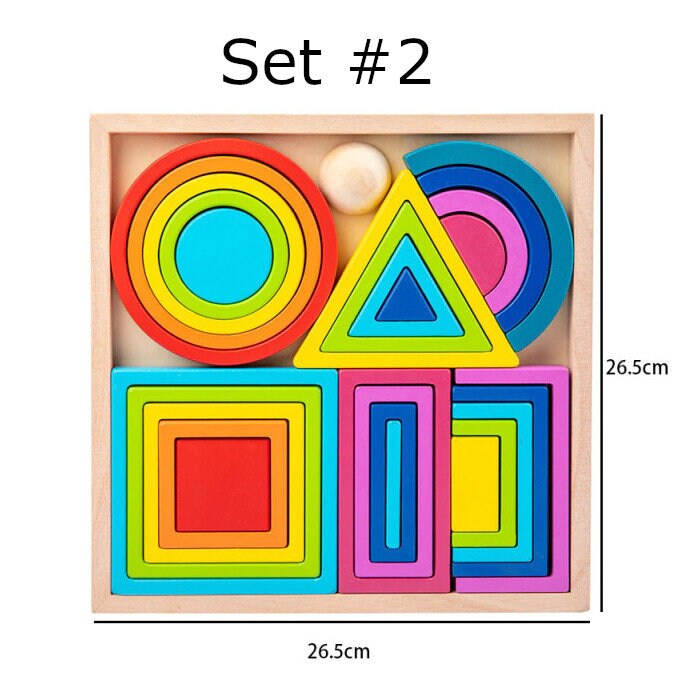 Montessori Wooden Rainbow Building Blocks / Creative Stacking Etsy